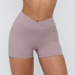 Cross-Border Nude High-Waisted Yoga Shorts Cross-Waist Tight Yoga Pants Outdoor Running and Cycling Sports Pants - Image 4