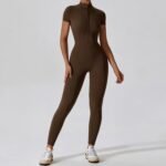 Zipper Short-Sleeve Naked-Feel Yoga Jumpsuit for Women, Suitable for Wearing Outside, Fitness and Sports Bodysuit, Can Be Worn Outside - 画像 (7)