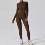 European and American Zipper Naked Long-sleeved Yoga One-piece Suit High-intensity Fitness Sports One-piece Tight - Image 3