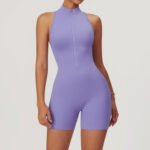 spring high-intensity sports beauty back yoga jumpsuit zipper nude feeling tight one-piece fitness suit female - Image 2