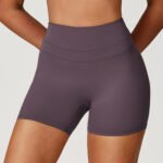 European and American Sanding Tight Yoga Shorts Elastic High Waist Peach Hip-lifting Running Fitness Shorts - Image 5