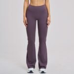 Cross-border Sanding High Waist Yoga Trousers Tight Wide Leg Bell Pants Running Sports Fitness Micro-pants - Image 3