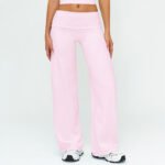 Cross-Border Brushed Long Pants with Fold-Over Waist, Loose Wide-Leg Slimming Pants for Outdoor Running Sports, Women's Wide-Leg Pants - 画像 (3)