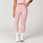 Custom High-Waisted Butt-Lifting Yoga Pants with Ribbed Waistband, Tummy Control Fitness Pants for Women, Suitable for Running and Outdoor Wear - 画像 (4)