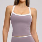 Cross-Border Nude Yoga Vest with Contrasting Color Cut Out Beautiful Back Fitness Wear Outer Wear High-End Running Sports Bra - Image 3