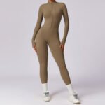 European and American Zipper Naked Long-sleeved Yoga One-piece Suit High-intensity Fitness Sports One-piece Tight - Image 2