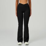 High-Waisted Flared Pants for Women with Cross Waistband, Wide-Leg Micro-Flared Pants for Outdoor Casual Sports - 画像 (4)