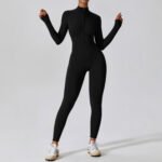 European and American Zipper Naked Long-sleeved Yoga One-piece Suit High-intensity Fitness Sports One-piece Tight - Image 4