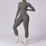 European and American Zipper Naked Long-sleeved Yoga One-piece Suit High-intensity Fitness Sports One-piece Tight - Image 5